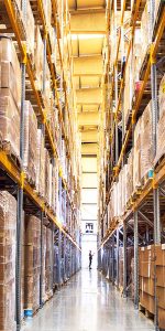tall aisle in warehouse